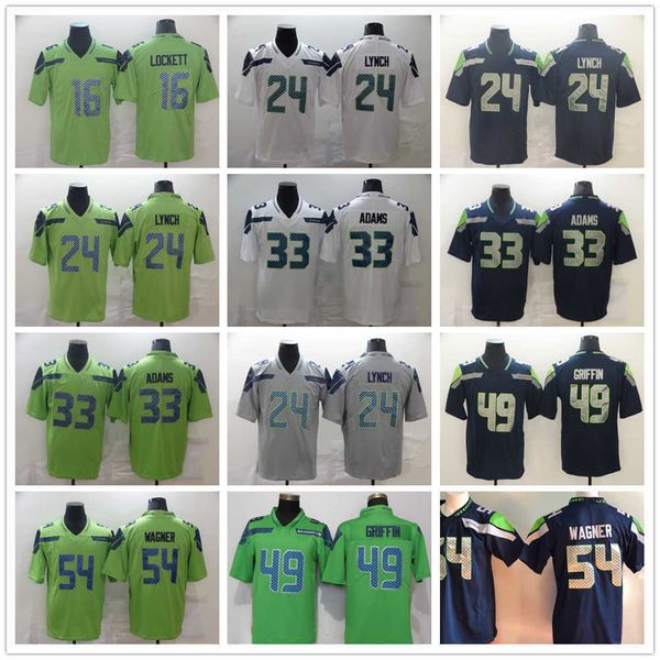 

football seattle''seahawks''new jerseys 24 marshawn lynch 16 tyler lockett 33 jamal adams griffin wagner, Black;red