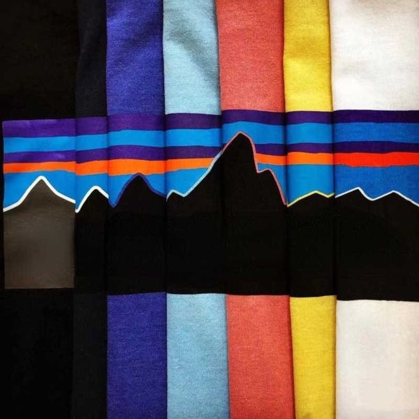 

bata cotton t shirt pata designer round neck short sleeve t-shirt fashion loose casual sweatshirt classic snow mountain print, White;black