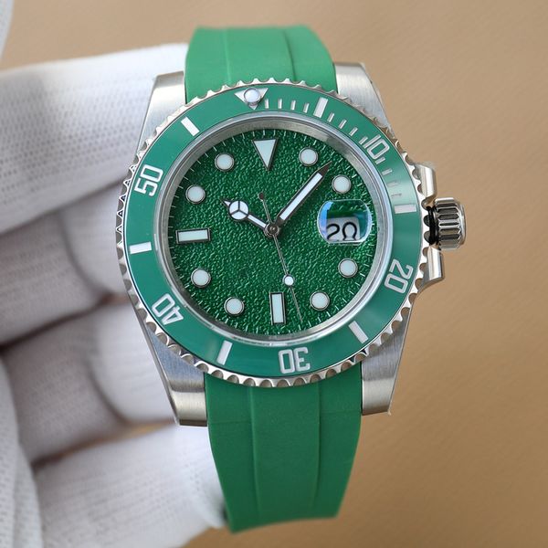 

mens watches automatic mechanical watch 40mm rubber strap 2836 movement sapphire crystal super luminous wristwatch, Slivery;brown