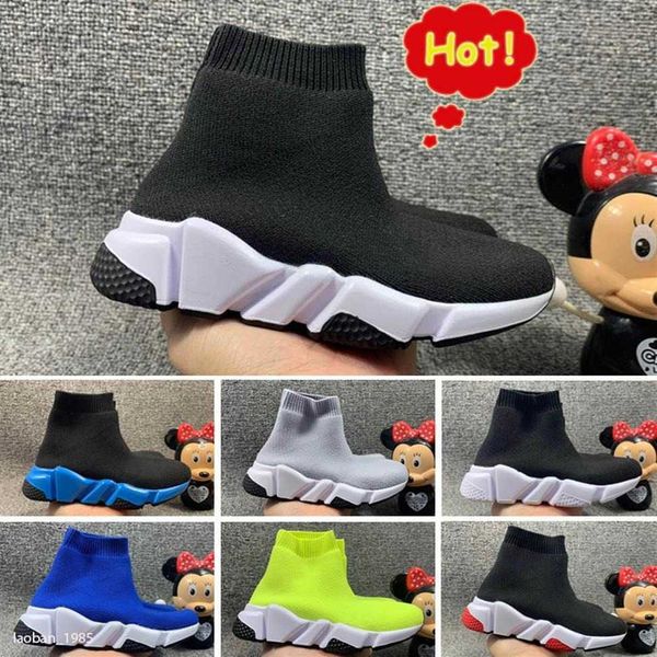 

2020 whole sell childrens kid sock shoes vetements crew sock runner trainers shoes kids shoes hight sneakers boot eur 24-3226v, Black
