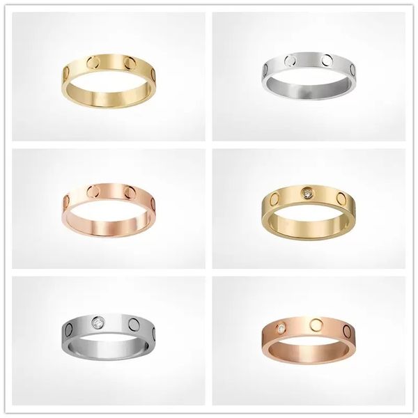 

love heart stones nail ring screw band rings classic luxury designer titanium steel jewelry men and women couples wedding rings holiday gift, Silver