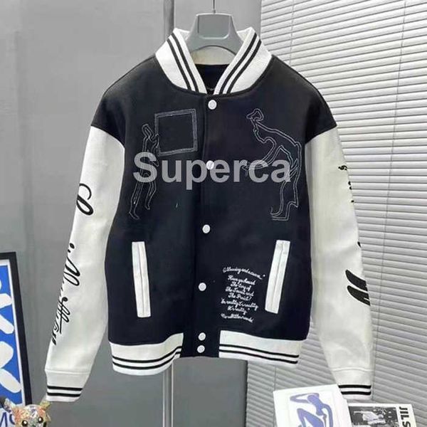 

leather jackets flocking louts sleeves vuieeon baseball coat uniform luxury jacket high single breasted warm jackets couples women men e1m6, Black;brown