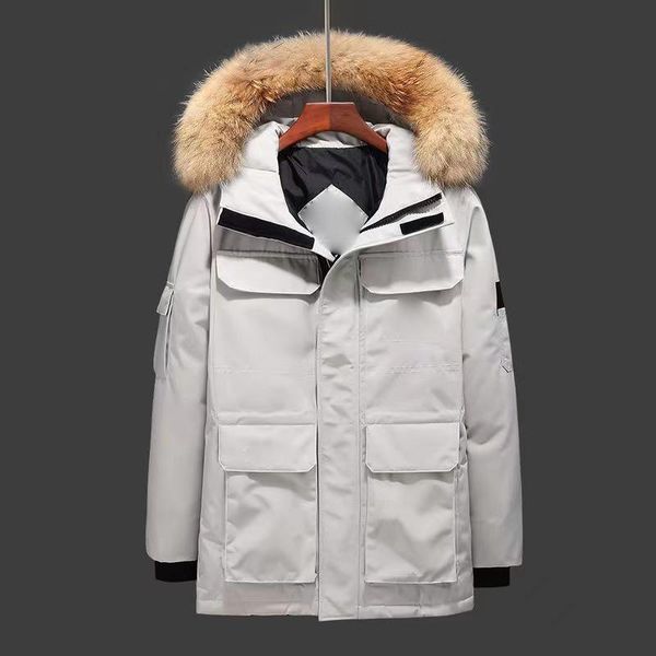 

designer mens winter down jacket mens fashion parka waterproof windproof high-grade fabric thick cloak belt warm hat fur jacket, Black;brown