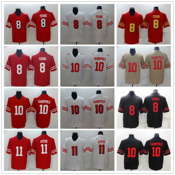 

football san francisco''49ers''new jerseys 8 steve young 10 jimmy garoppolo 11 brandon aiyuk jersey, Black;red