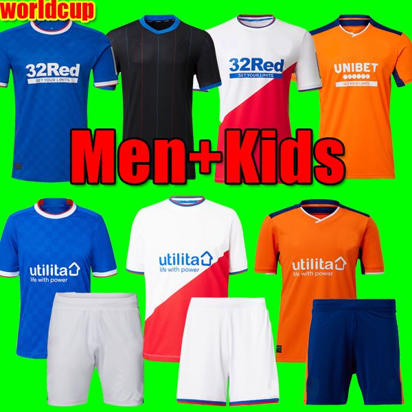 

22 23 glasgow rangers soccer jerseys fourth kit 2022 2023 home blue away white 150th anniversary legendary commemorative football shirt men, Black;yellow