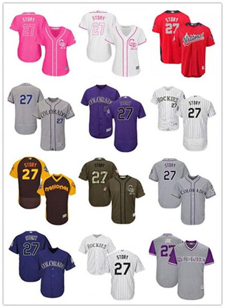 

college wear colorado men women youth rockie yelley jersey 27 trevor story baseball wear red white size s, Black