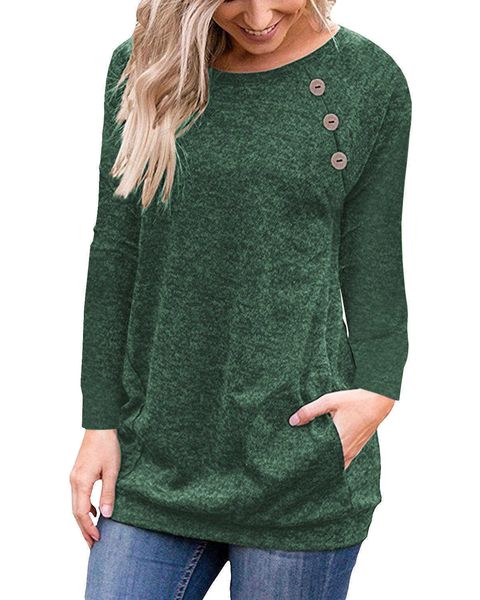 

women's knitwear aw2021 long sleeve button decorative pullover t-shirt, White