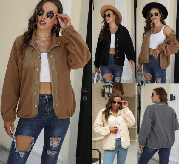 

ms. sweater independently designed color contrast plush casual coat for autumn and winter 2022, White;black