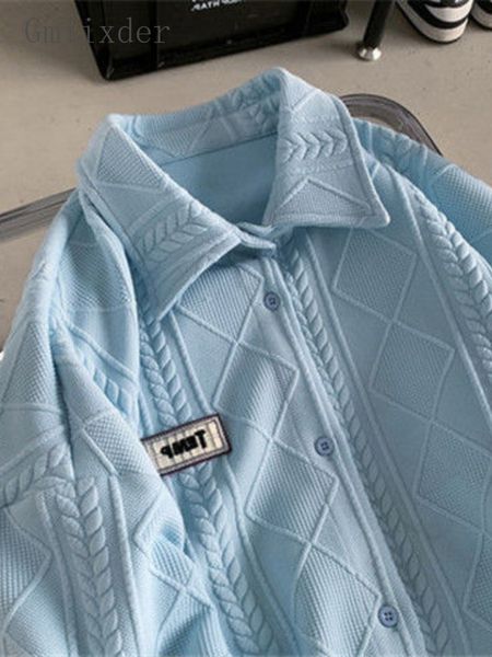 

men s sweaters gmiixder high end waffle lapel shirt cardigan men women spring autumn long sleeve loose trend diamond button up jacket 220930, White;black