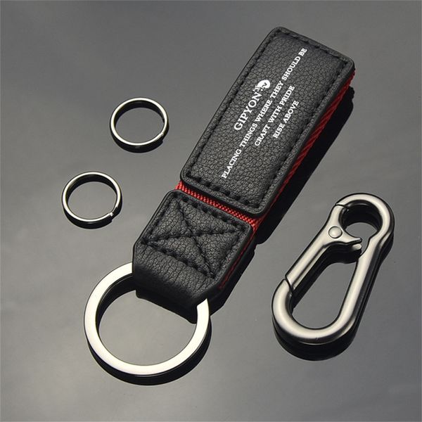 

gipyon genuine leather car keychain first layer cowhide keychain with clasp men's women's creative small gifts, Silver