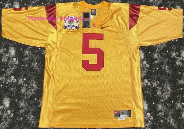 

new rare authentic retro usc trojans reggie bush rose bowl football jersey mens kids stitched throwback jerseys, Black