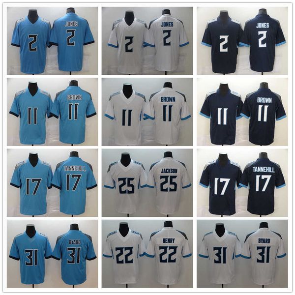 

football tennessee''titans''new jerseys 22 derrick henry 2 julio jones 11 aj brown 17 tannehill jackson byard, Black;red