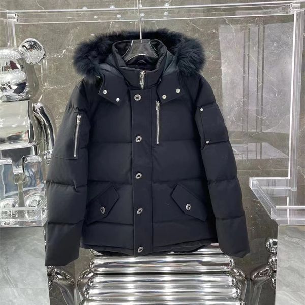 

designer black q3 down jacket for women fur hooded ribbed cuffs padded winter coat parkas zipper pockets outershell