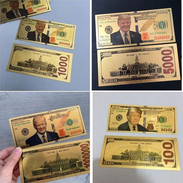 

trump dollar usa president party banknote plastic gold foil pleated bills american general election souvenir fake money coupon