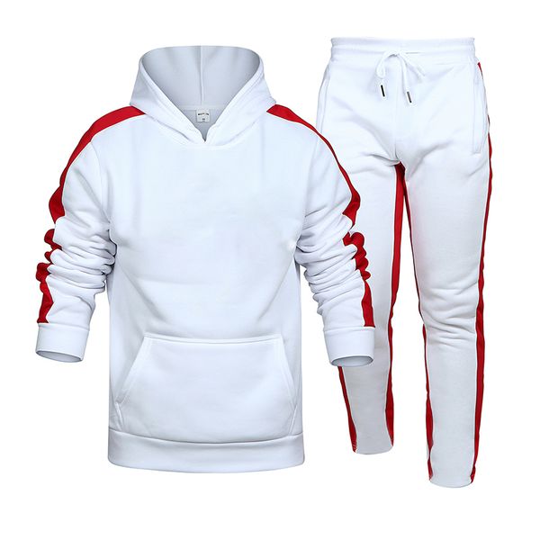 

men's tracksuits men's striped tracksuits 2 pieces sets autumn winter fashion casual fitness hoodie and sweatpants male sportswear, Gray