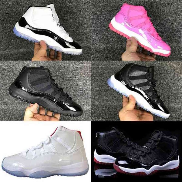 

est xi mid high jumpman 11 11s space jam children shoes boy girl young kid sport sneaker size 28-35295r, Black