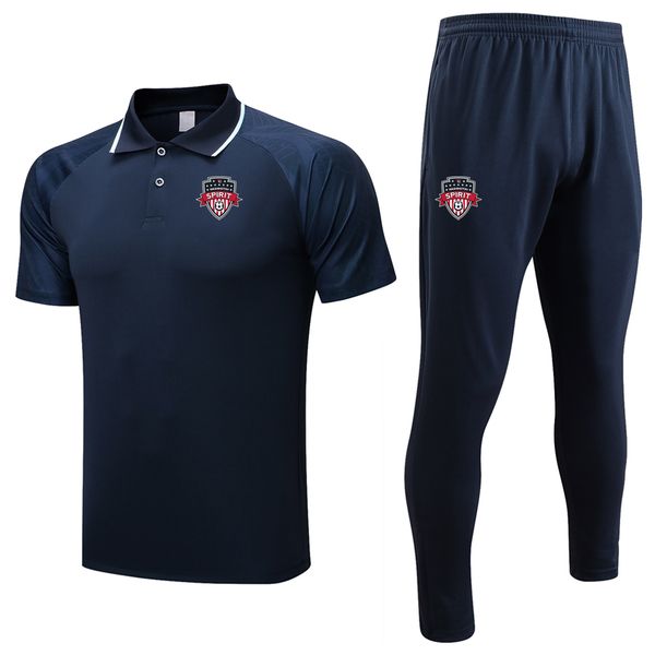 

2022-2023 washington spirit running sets soccer short sleeve polo shirt set football training suit sports jerseys polos and pants kits mens, Black;blue