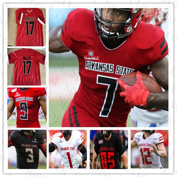

ncaa college arkansas state red wolves ark football jerseys james blackman johnnie lang brian snead aj mayer seydou traore champ flemings ad, Black