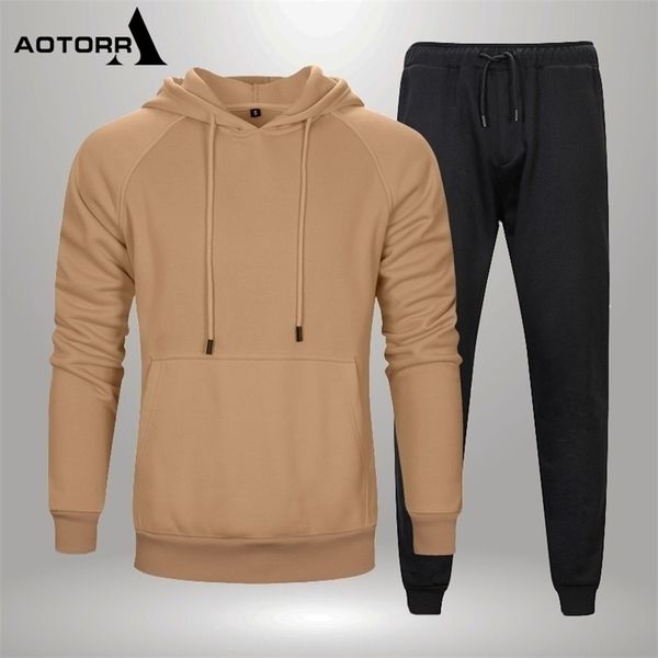 

mens tracksuits solid tracksuit hooded sweatshirts sweatpants 2 piece set male casual sportswear autumn winter man jogger suit eu size 22093, Gray
