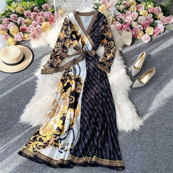

party dresses 2022 new spring summer women's print vintage ladies dress v neck short floral holiday bandage chic female dress t220930, White;black