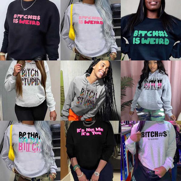

spring fall women hoodie sweatshirts designer letter printed long sleeve round neck pullover sweater plus size 4xl 5xl, Black