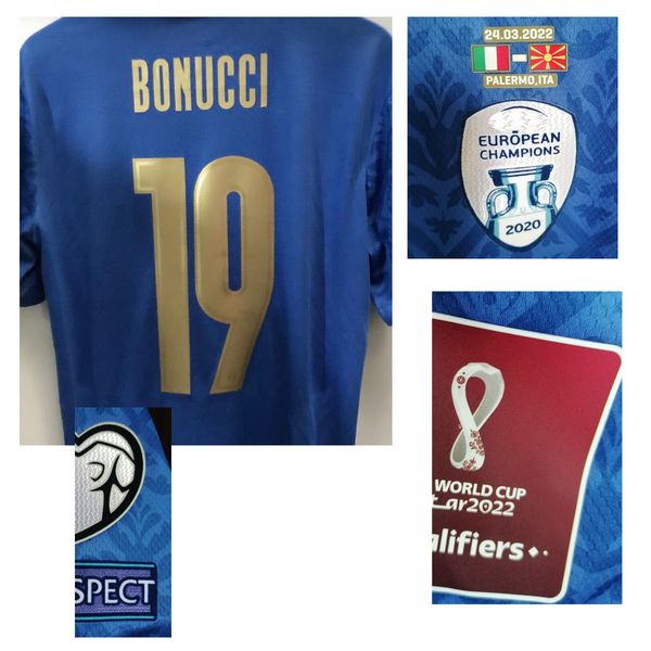 

american college football wear jersey 2022 player issue vs north macedonia barella bonucci jorginho maillot pellegrin immobile with wash tag, Black