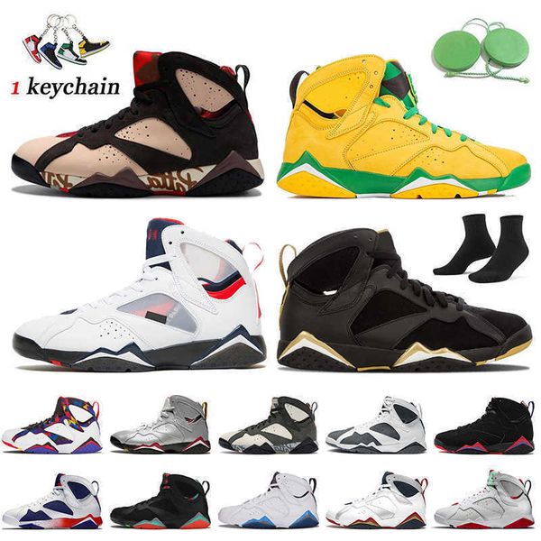 

2022 fashion mens basketball shoes jumpman 7 7s patta oregon ducks trainers psgs gmp flint raptors pure money french blue blac jordon, Black
