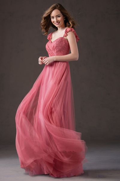 

dusty pink long bohemian bridesmaid dress straps lace tulle floor length a-line wedding guest gowns elegant women girls prom party evening w, White;pink