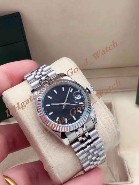 

watch of women model factory dress version date 31mm black dial stainless steel bezel automatic super luminous diving sapphire glass gift wo, Slivery;brown