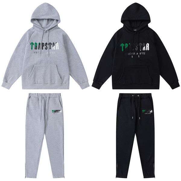 

mens tracksuits sweater jackets trousers set designer hoodies streetwear sweatshirts quality sports suit embroidery letter decoration thick, Gray