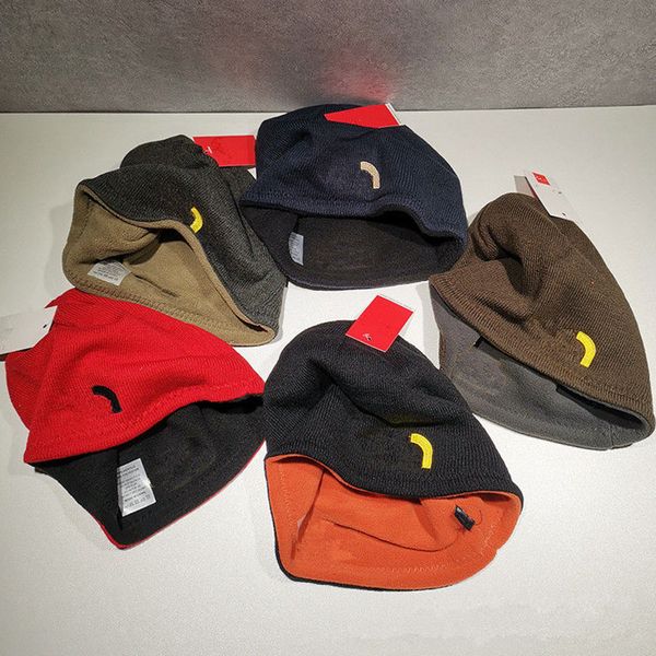 

beanies fashion letter reversible knitted hats winter fleece skull caps desigenr bonnet double-sided wear hat beanie outdoor warm ear muff x, Yellow