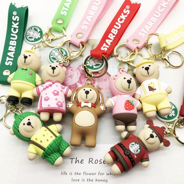 

christmas halloween party favor starbucks cartoon bear keychain cute keychain bag pendant car ornaments