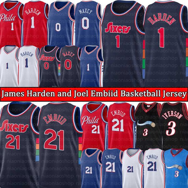 

jersey basketball''nba''joel 21 embiid james 1 harden tyrese 0 maxey jersey''philadelphia''76ers&#03, Black;red