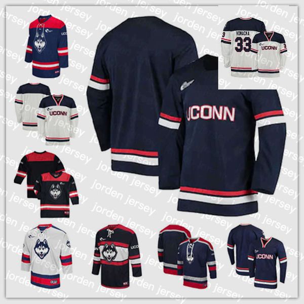

college hockey wears 2023 new ncaa uconn huskies stitched hockey jersey 8 carter turnbull 14 zac robbins 16 jake flynn, Black