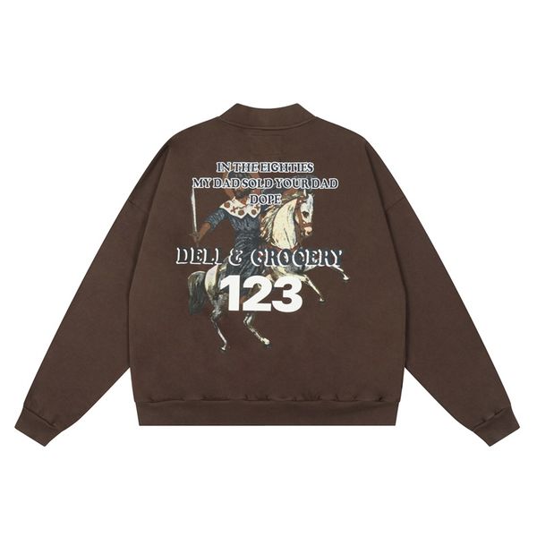 

rrr123 henry collar pullovers horse print man sweatshirt vintage sweater men's hoodies sweatshirts sweat shirts heavy weight pullover, Black