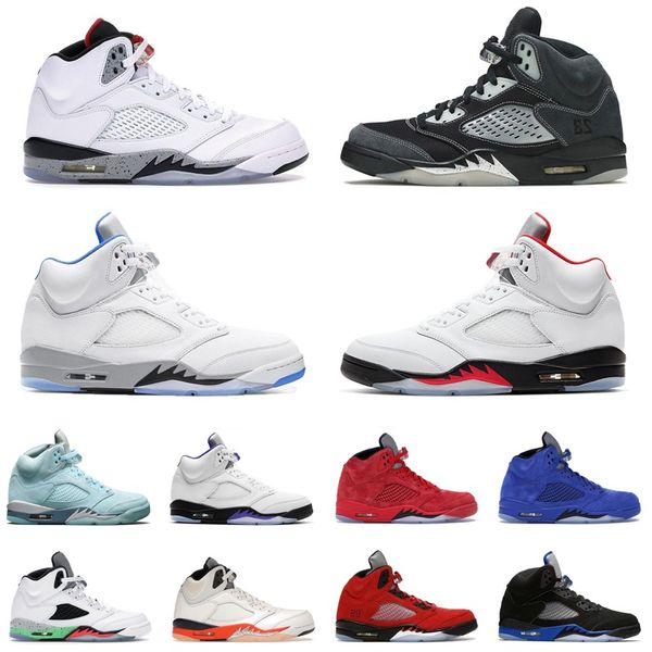

jumpman 5 5s racer blue mens basketball shoes 2022 stealth hyper royal oreo raging bull sail white cement black metallic green bean bluebird