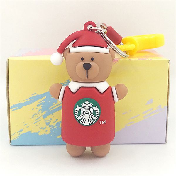 

new party favor starbucks keychain cute bear adhesive drop pendant lovers gift cartoon bag doll car key ring