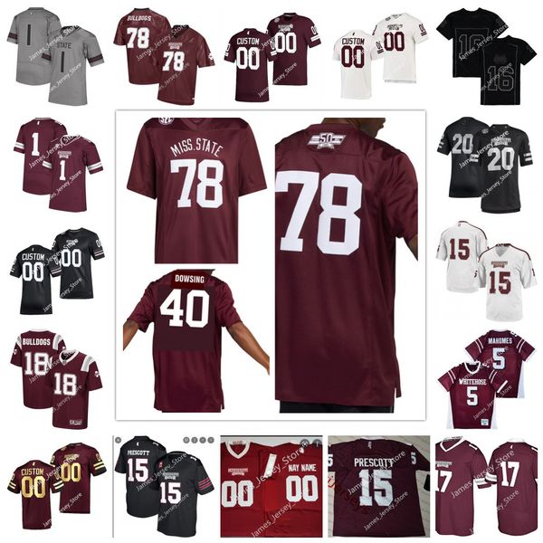 

ncaa custom mississippi state bulldogs stitched football jersey 37 john lewis 21 ketravion hargrove aaron brule jalen green nathan pickering, Black