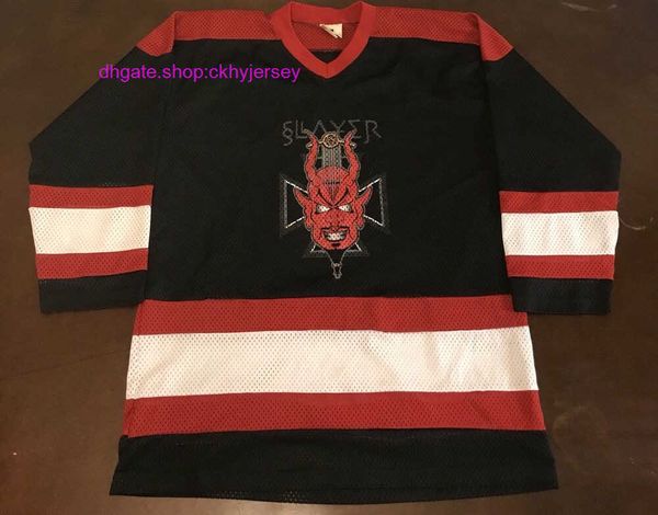

new rare stitched retro winterland slayer hockey jersey mens kids throwback jerseys, Black