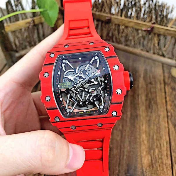 

watches wristwatch luxury richa milles designer chao carbon fiber red devil men's fully automatic mechanical watch hollow fashion light, Slivery;golden