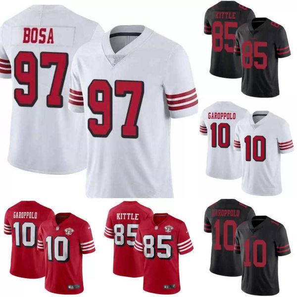 

football jerseys 75th men women youth san francisco''49ers''jersey 85 george kittle 97 nick bosa 10 jimmy garoppolo, Black