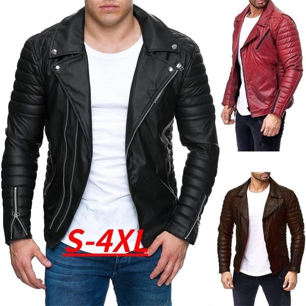 

men's leather faux men 's pu jacket personality motorcycle large size fashion men' s clothing 220930, Black