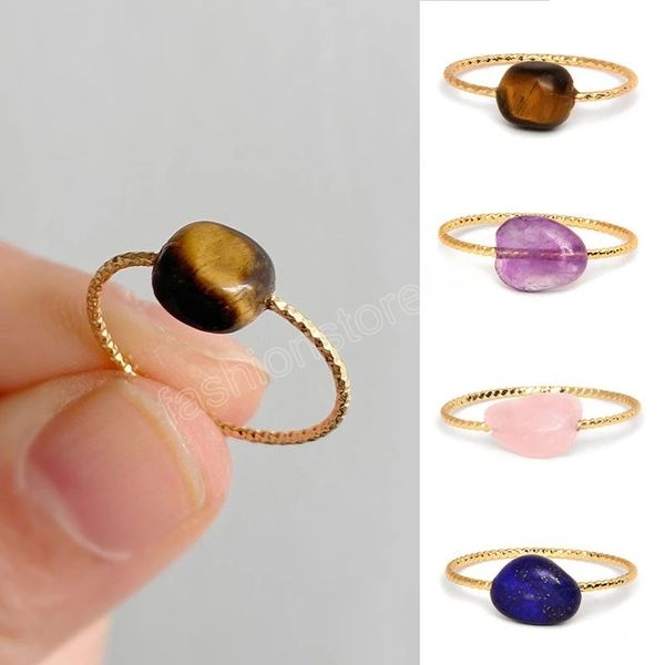 

simple natural stone ring gold color irregular crystal ring for women finger rings party wedding jewelry gift accessory, Silver