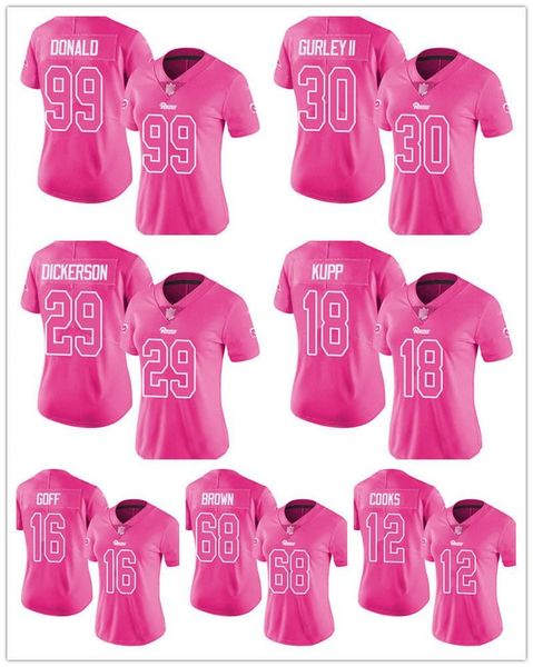 

jersey los angeles''rams''women aaron donald pink rush football''nfl, Black