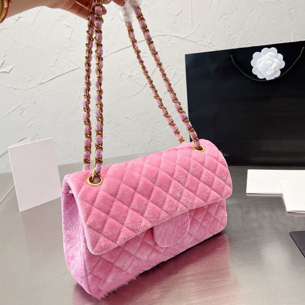 

bag designer handbags velvet solid color chain leather womens large capacity shoulder s high square lattice messenger