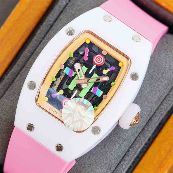 

watches wristwatch luxury richa milles designer small and versatile white ceramic cotton candy watch fully automatic mechanical tape literae, Slivery;golden
