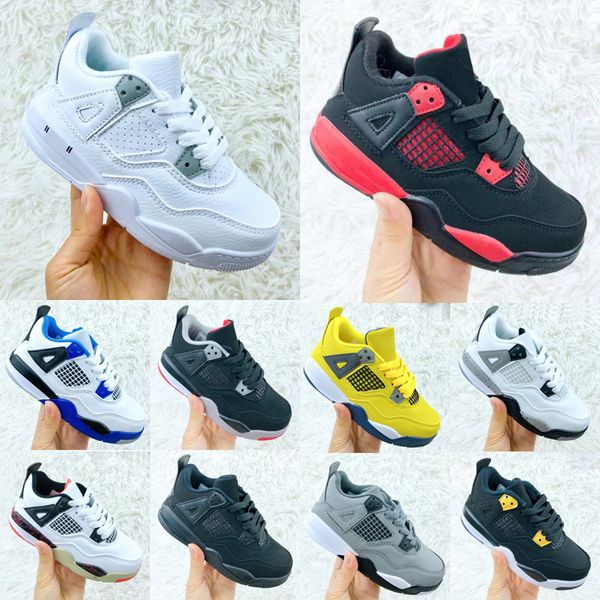 

child jumpman 4 4s basketball shoes raptors bred tattoo tinker black cement big kids youth boys sport children sneakers size 22-37