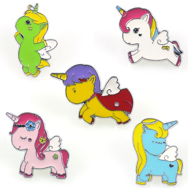 

original adhesive drop badge candy color cute delicate rainbow unicorn brooch alloy die-casting badge, Blue