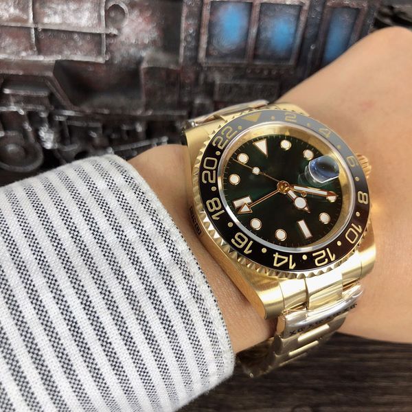 

mens mechanical watches 40mm coke ring watch ceramic case steel strap life waterproof fashion design wristwatches gift for men, Slivery;brown