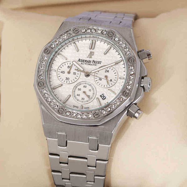 

aaa relogio masculino a ps men's 6-hand movement with diamond watch brand luxury stainless steel waterproof d5t1, Slivery;brown